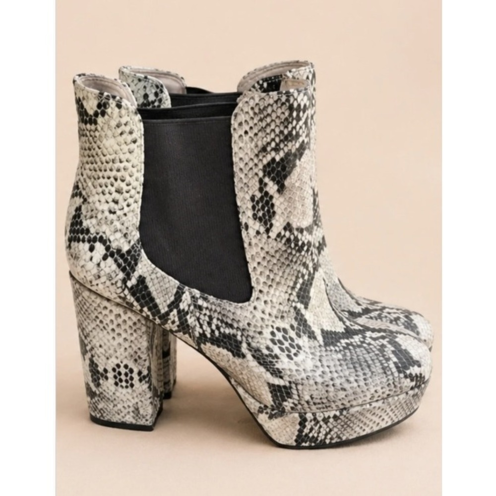 Sam Edelman Snakeskin Abella Platform Ankle Boots Neutral‎ Block Heel Size 9